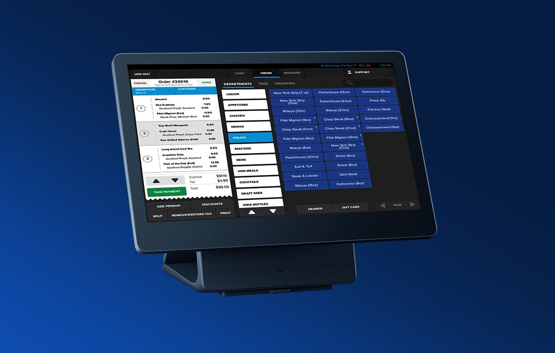 SkyTab restaurant POS workstation